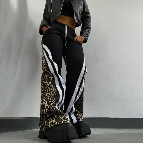 Women's Printed Striped High Waist Trousers